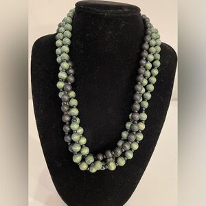 Green and Black wooden beaded necklace
